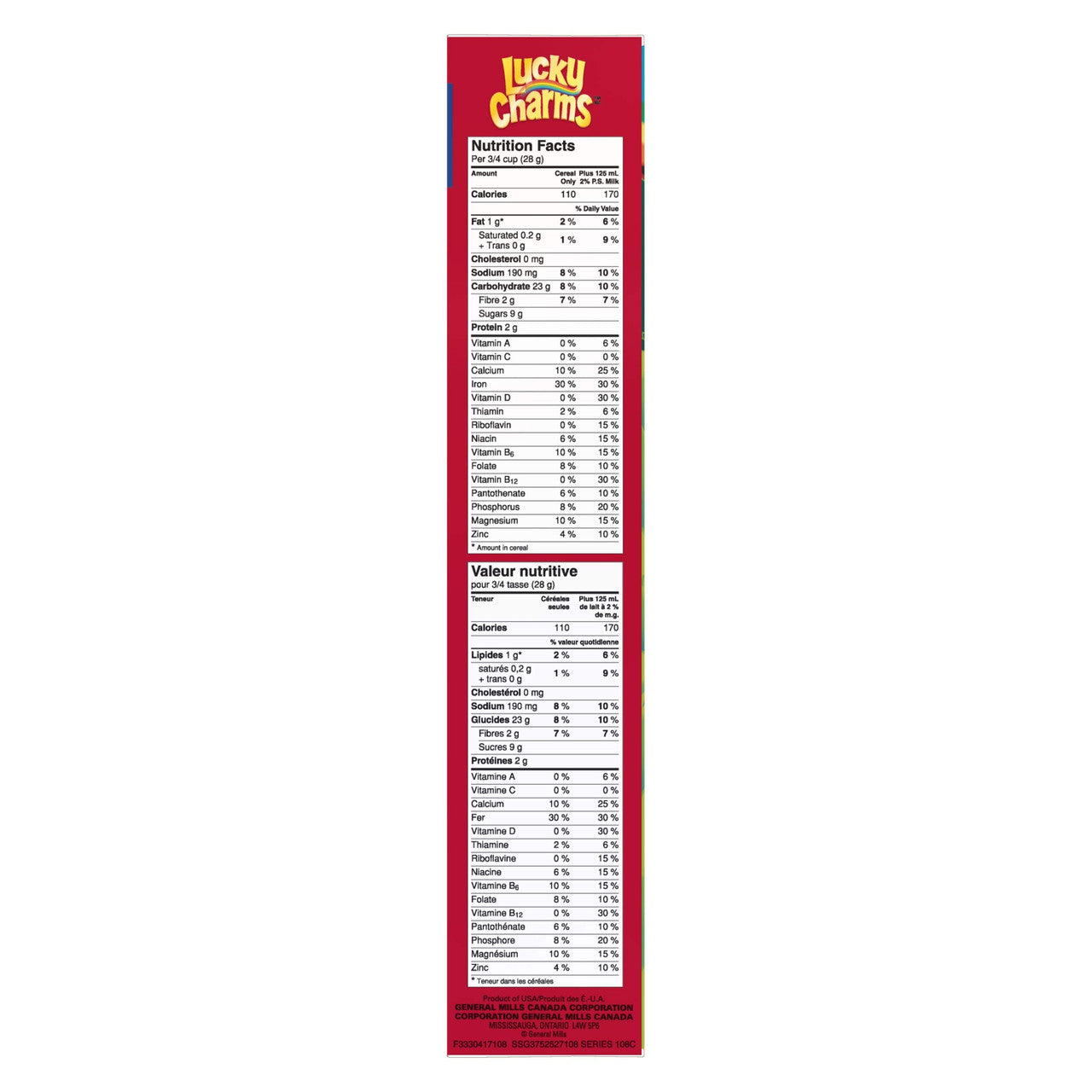 LUCKY CHARMS Cereal Family Size, 526g/18.6 oz., {Imported from Canada}